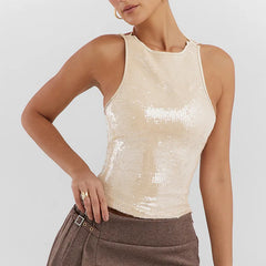 Beige Sequin Tank Top - Free From Label