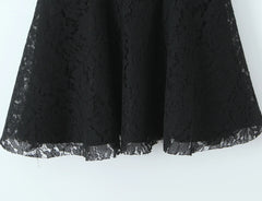 Black Lace Spaghetti Strap Flared Mini Dress