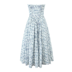 Blue Floral Corset Strapless Midi Dress Free From Label