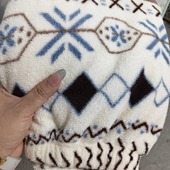 Geometric Winter Print Plush Sweatpants