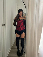 Lace Off-shoulder Fishbone Corset Top