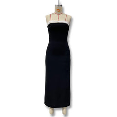 Black Bow Strapless Bodycon Midi Dress