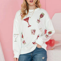 Christmas Glitter Wine Glasses Sweatshirt