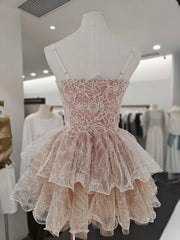 Lace Embroidered Ruffle Tiered Cami Mini Dress