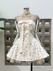 Floral Strapless Fluffy Tulle Hem Mini Dress