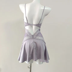 Lavender V-Neck Lingerie Nighdress