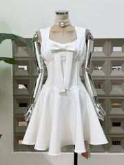 Sleeveless Corset Bow Detail Mini Dress
