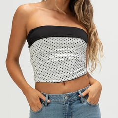 Polka Dot/Striped Bandeau Crop Top