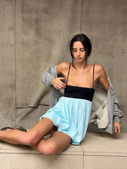 Puff Hem Strappy Mini Dress