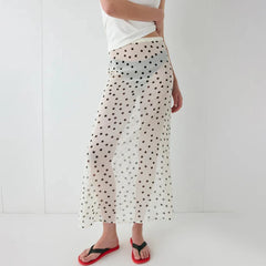 Sheer Polka Dot Midi Skirt