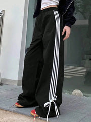 Black Striped Bow Cargo Pants Free From Label