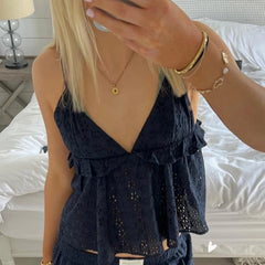 Ruffles Trim Peplum Crop Top