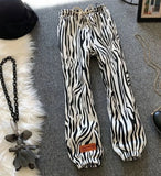 Zebra Stripes Sweatpants Women High Waist Streetwear Trousers