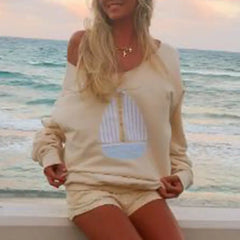 Boat Patchwork Long Sleeve Sweatshirt