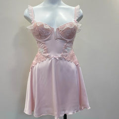 Ruffle Strap Satin Nightdress