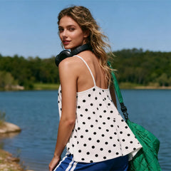 Tie Up Polka Dot Print Vest