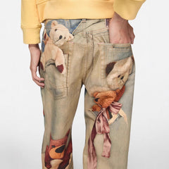 Teddy Print Jeans
