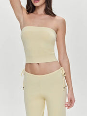 Ribbed Tube Top And High Waist Pants Set