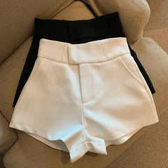 High Waist Solid Shorts For Women