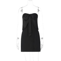 Black Strapless Bow Mini Dress