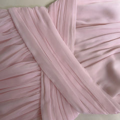 Pink Pleated High Neck Rhinestone Chain Open Back Maxi Dress
