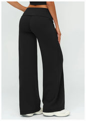 Wide Leg Fold Over Low Rise Flare Yoga Sweatpants