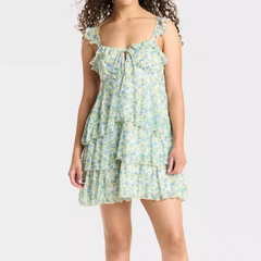 Printed Ruffle Layered Mini Dress