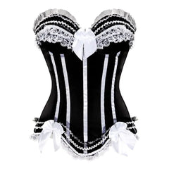 Satin Bow Lace Strapless Corset Top