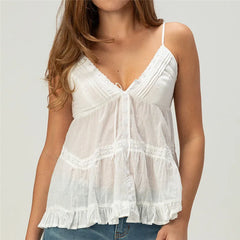 Spaghetti Strap V-neck Babydoll Top