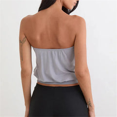 Button Trim Strapless Tube Top