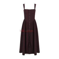 Brown Buttoned Strap Midi Dress - Free From Label