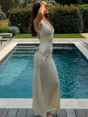 Sequins Embroidered Knit Maxi Dress