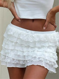 Lace Ruffles Mini Skirt