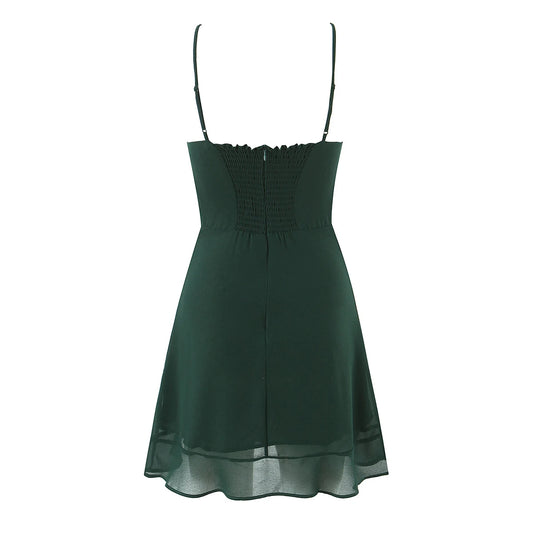 Green Cami Solid Mini Dress