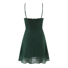 Green Cami Solid Mini Dress