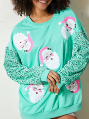 Christmas Glitter Patchwork Sequin Santa Sweatshirt