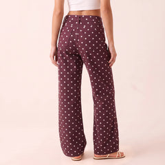 Brown High Waist Polka Dot Wide Leg Jeans