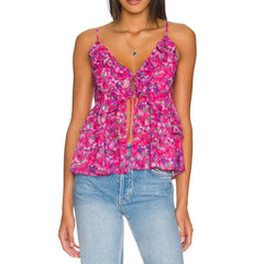 Floral Print Ruffled Cami Top