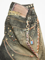 Gradient Wash Rivet Accent Wide Leg Jeans