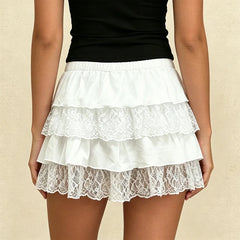 Lace Tiered Mini Skirt