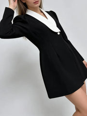 Lapel Long Sleeve Button Blazer Mini Dress