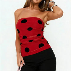 Polka Dot Mesh Tube Top