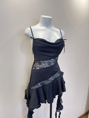 Satin Asymmetrical Ruffle Hem Night Dress