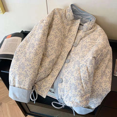 Printed Padded Buttoned Jacket