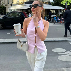 Bow Slit Vest Tank Top