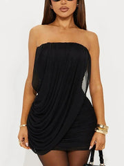 Strapless Folds Drape Mini Dress