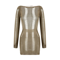 Long Sleeve Open Back Mini Dress