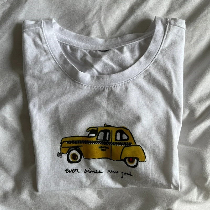 Graphic Cab Text White Tee