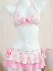 Triangle Bikini With Ruffle Cover Up Skirt Two Piece Set