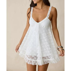 Lace Sweatheart Neck Lace Mini Slip Dress